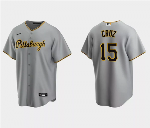 Men Pittsburgh Pirates #15 Oneil Cruz Grey Cool Base Stitched Baseball Jersey