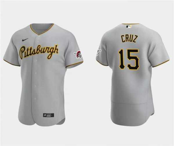 Men Pittsburgh Pirates #15 Oneil Cruz Grey Flex Base Stitched Baseball Jersey