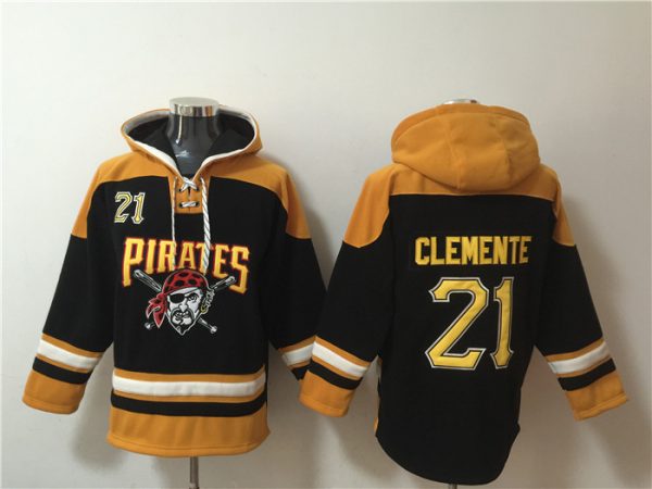 Men Pittsburgh Pirates #21 Roberto Clemente Ageless Must-Have Lace-Up Pullover Hoodie