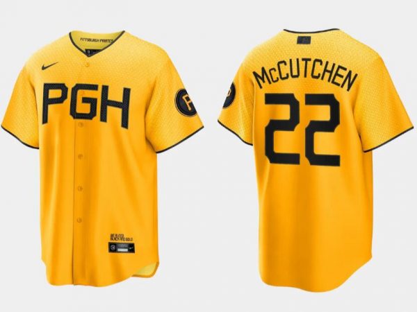 Men Pittsburgh Pirates #22 Andrew McCutchen Gold 2023 City Connect Stitched Jersey