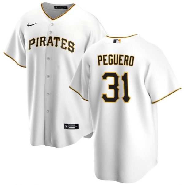 Men Pittsburgh Pirates #31 Liover Peguero White Cool Base Stitched Baseball Jersey