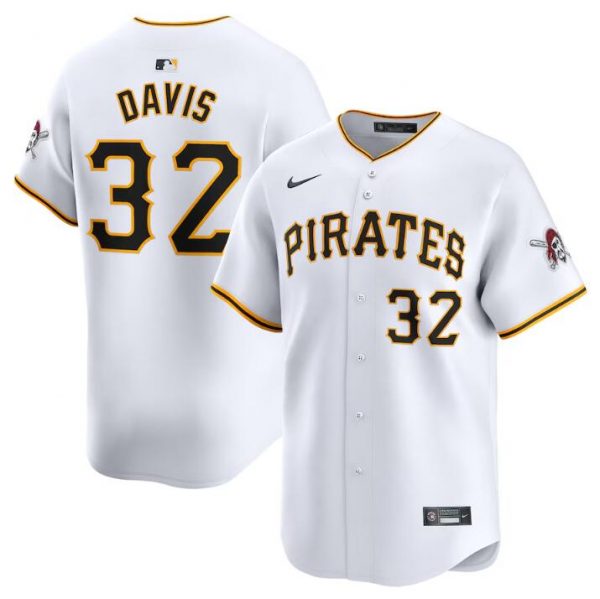 Men Pittsburgh Pirates #32 Henry Davis White Home Limited Stitched Baseball Jersey