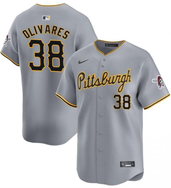 Men Pittsburgh Pirates #38 Edward Olivares Grey 2024 Away Limited Stitched Baseball Jersey