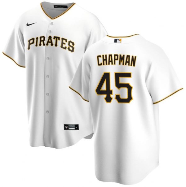 Men Pittsburgh Pirates #45 Aroldis Chapman White Cool Base Stitched Baseball Jersey