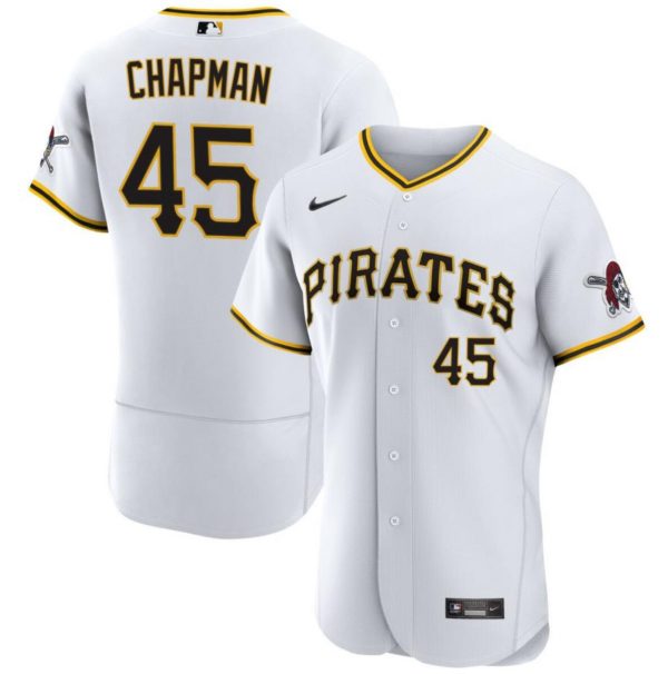 Men Pittsburgh Pirates #45 Aroldis Chapman White Flex Base Stitched Jersey