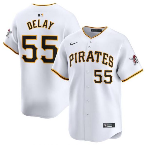 Men Pittsburgh Pirates #55 Jason Delay White Home Limited Stitched Baseball Jersey