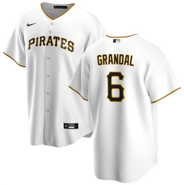 Men Pittsburgh Pirates #6 Yasmani Grandal White Cool Base Stitched Baseball Jersey