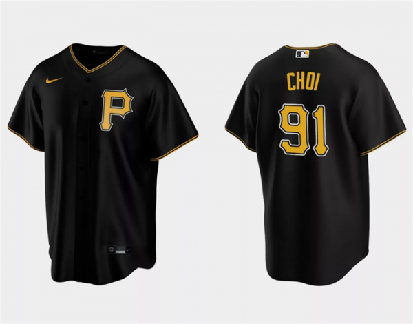 Men Pittsburgh Pirates #91 Ji Man Choi Black Cool Base Stitched Baseball Jersey