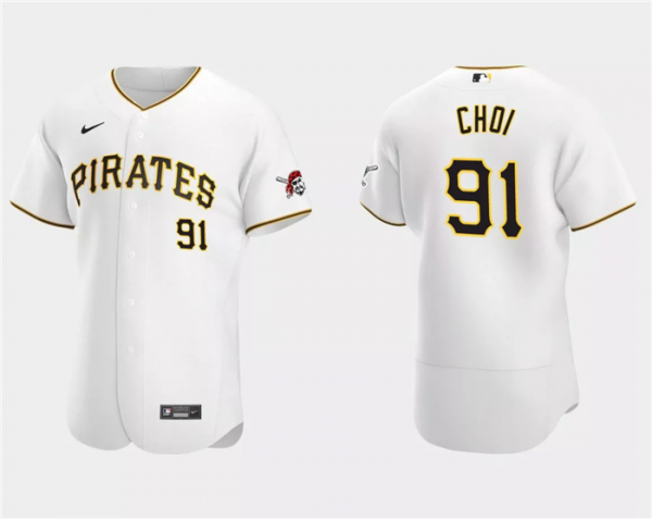 Men Pittsburgh Pirates #91 Ji Man Choi White Flex Base Stitched Baseball Jersey