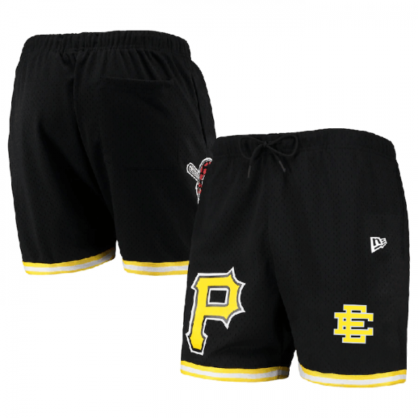 Men Pittsburgh Pirates Black Mesh Shorts 001