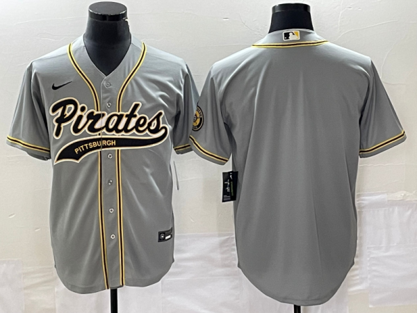 Men Pittsburgh Pirates Blank Gray Cool Base Stitched Baseball Jersey