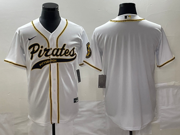 Men Pittsburgh Pirates Blank White Cool Base Stitched Baseball Jersey