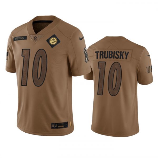 Men Pittsburgh Steelers #10 Mitch Trubisky 2023 Brown Salute To Service Limited Jersey