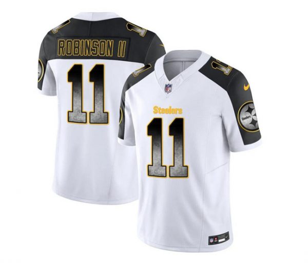 Men Pittsburgh Steelers #11 Allen Robinson II White/Black 2023 F.U.S.E. Smoke Vapor Untouchable Limited Stitched Jersey