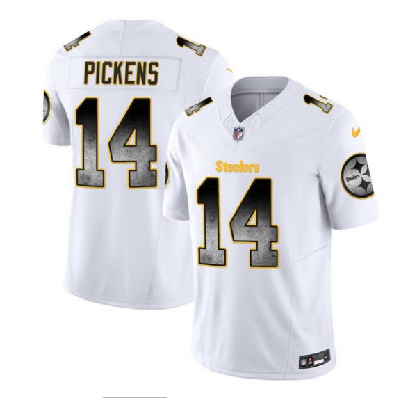 Men Pittsburgh Steelers #14 George Pickens White 2023 F.U.S.E. Smoke Vapor Untouchable Limited Stitched Jersey