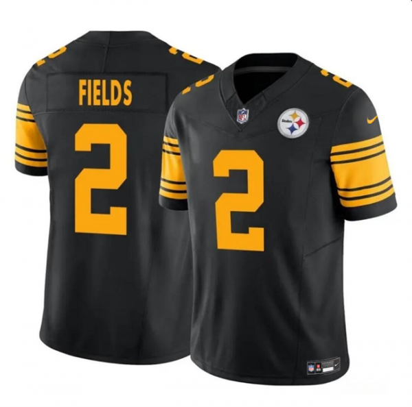 Men Pittsburgh Steelers #2 Justin Fields Black 2024 F.U.S.E. Color Rush Limited Stitched Jersey