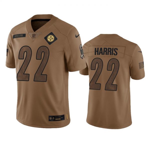 Men Pittsburgh Steelers #22 Najee Harris 2023 Brown Salute To Service Limited Jersey