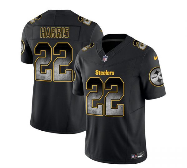 Men Pittsburgh Steelers #22 Najee Harris Black 2023 F.U.S.E. Smoke Vapor Untouchable Limited Stitched Jersey