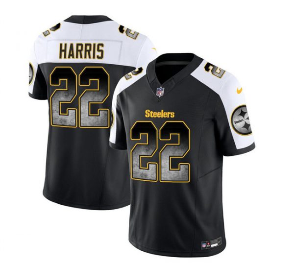 Men Pittsburgh Steelers #22 Najee Harris Black/White 2023 F.U.S.E. Smoke Vapor Untouchable Limited Stitched Jersey