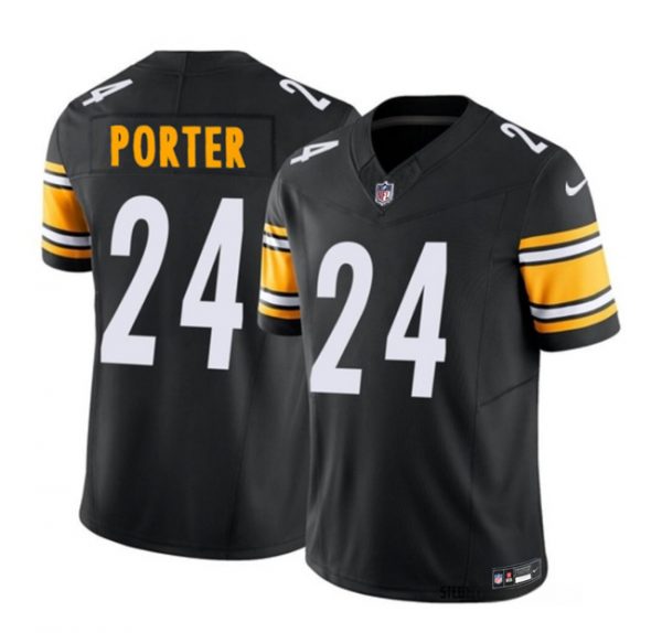 Men Pittsburgh Steelers #24 Joey Porter Jr. Black 2023 F.U.S.E. Vapor Untouchable Limited Stitched Jersey