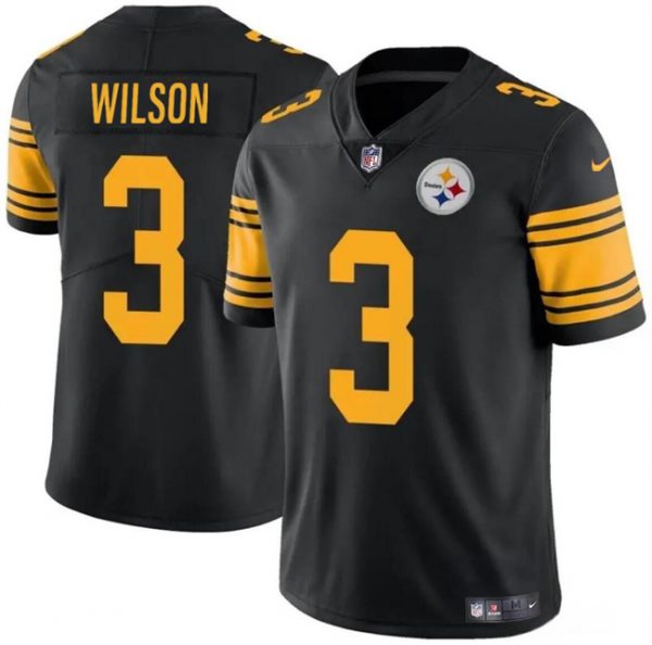 Men Pittsburgh Steelers #3 Russell Wilson Black Color Rush Vapor Untouchable Limited Stitched Jersey