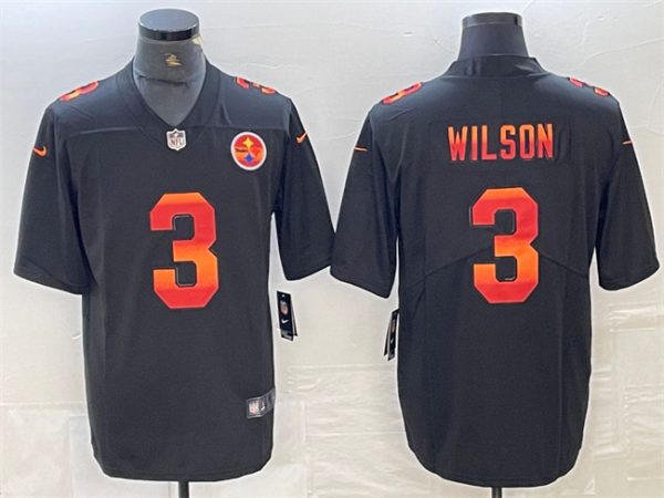 Men Pittsburgh Steelers #3 Russell Wilson Black Fashion Limited Stitched Jersey