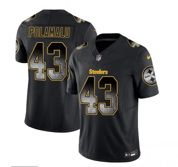Men Pittsburgh Steelers #43 Troy Polamalu Black 2023 F.U.S.E. Smoke Vapor Untouchable Limited Stitched Jersey