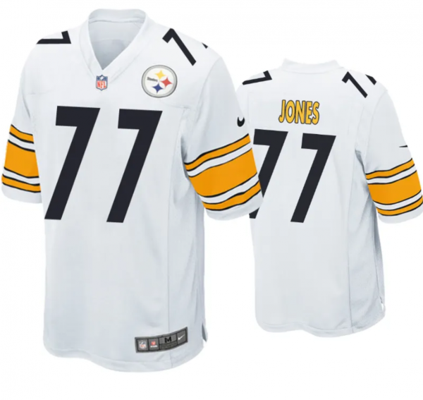 Men Pittsburgh Steelers #77 Broderick Jones White Stitched Game Jersey