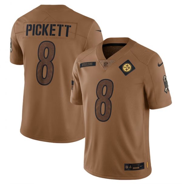 Men Pittsburgh Steelers #8 Kenny Pickett 2023 Brown Salute To Service Limited Football Jersey
