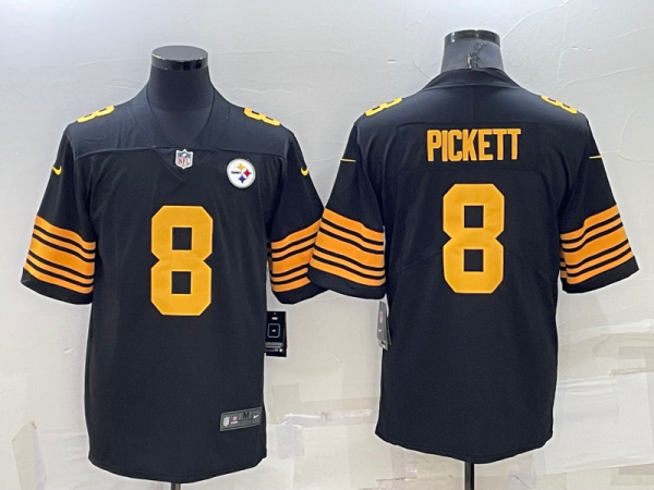 Men Pittsburgh Steelers #8 Kenny Pickett Black Color Rush Stitched Jersey