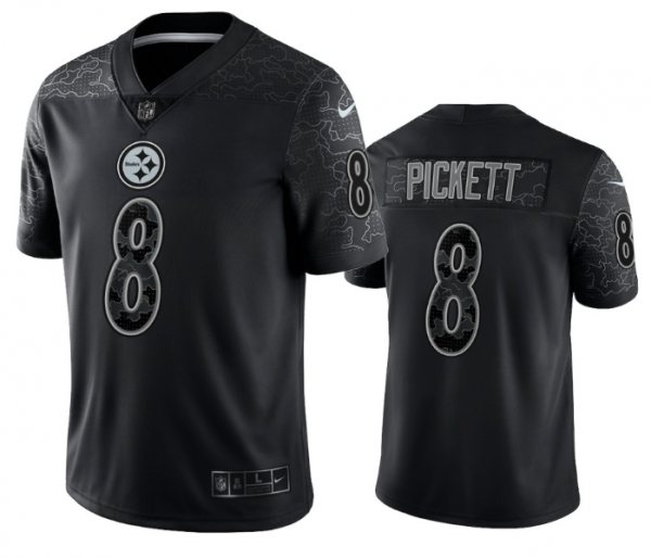 Men Pittsburgh Steelers #8 Kenny Pickett Black Reflective Limited Stitched Jersey