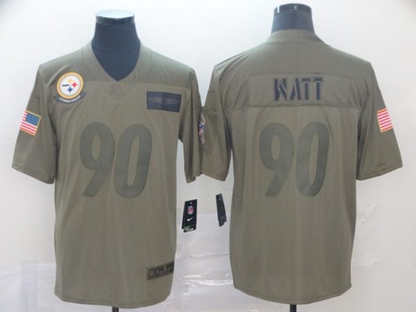 Men Pittsburgh Steelers #90 T. J. Watt 2019 Camo Salute To Service Limited Stitched Jersey