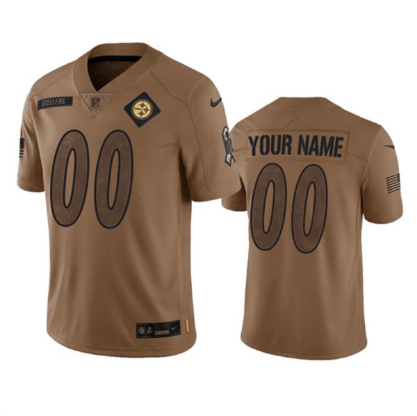 Pittsburgh Steelers Active Player Custom 2023 Brown Salute To Setvice Limited Stitched Football Jersey