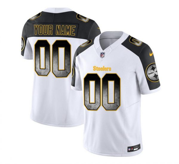 Pittsburgh Steelers Active Player Custom White/Black 2023 F.U.S.E. Smoke Vapor Untouchable Limited Stitched Jersey