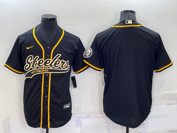 Men Pittsburgh Steelers Blank Black With Patch Cool Base Stitched Baseball Jersey
