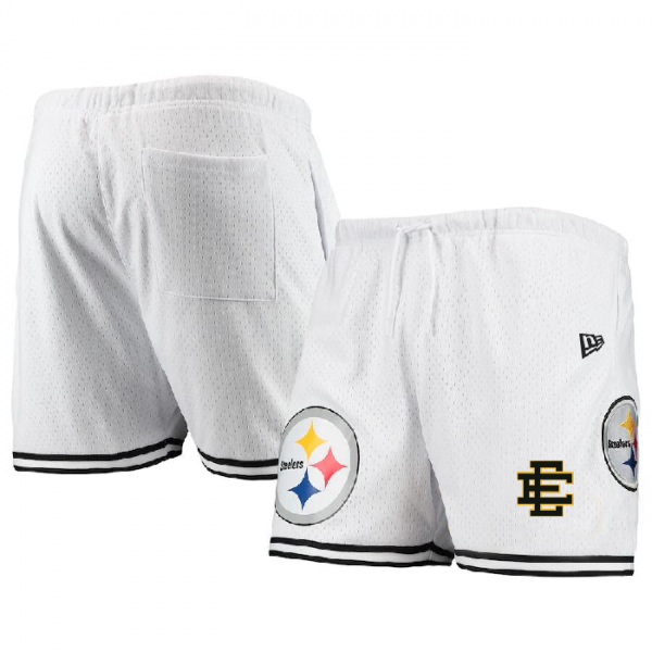 Men Pittsburgh Steelers Pro White/Black Shorts 001