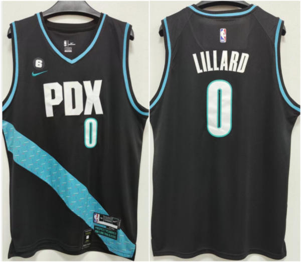 Men Portland Trail Blazers #0 Damian Lillard 2022-23 Black City Edition Stitched Basketball Jersey