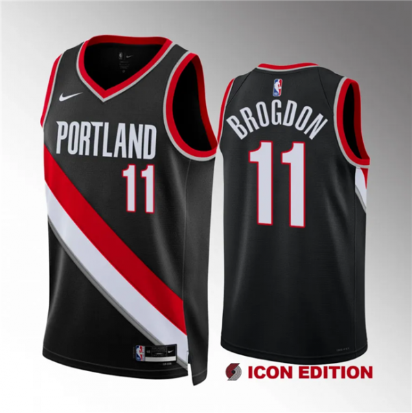 Men Portland Trail Blazers #11 Malcolm Brogdon Black Icon Edition Stitched Basketball Jersey