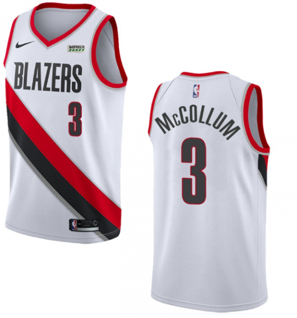 Men Portland Trail Blazers #3 C.J. McCollum White Stitched Basketball Jersey