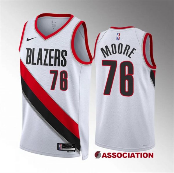 Men Portland Trail Blazers #76 Taze Moore White Association Edition Stitched Basketball Jersey