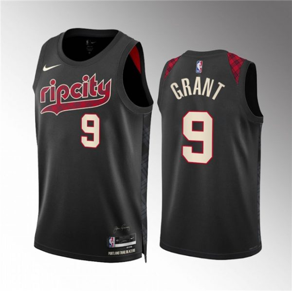 Men Portland Trail Blazers #9 Jerami Grant Black 2023/24 City Edition Stitched Basketball Jersey