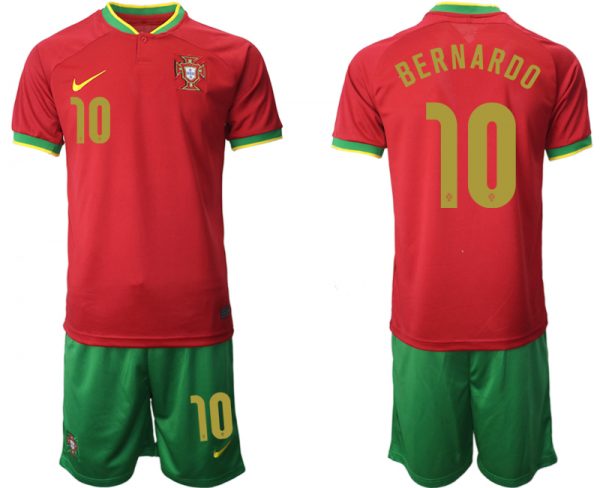 Men Portugal #10 Bernardo Red Home Soccer Jersey Suit
