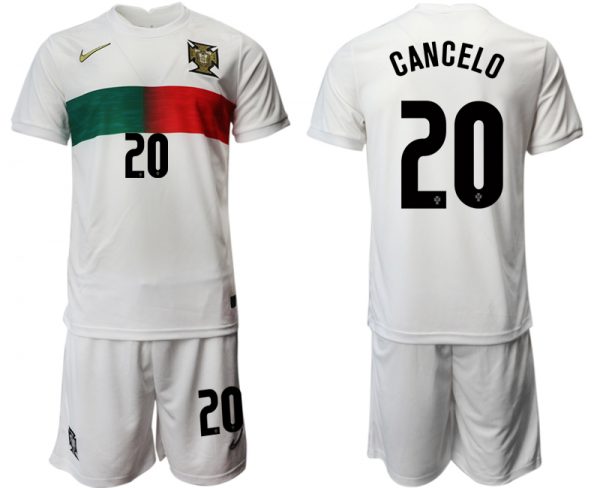 Men Portugal #20 Cancelo White Away Soccer Jersey Suit
