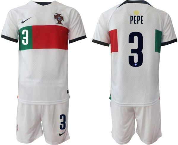 Men Portugal #3 Pepe White Away Soccer Jersey Suit
