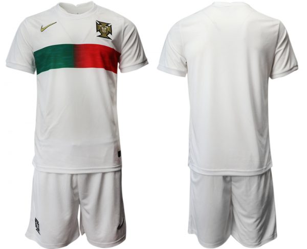 Men Portugal Blank White Away Soccer Jersey Suit 001