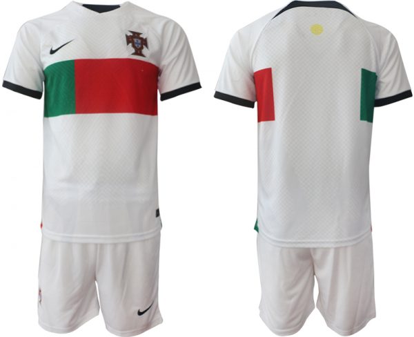 Men Portugal Blank White Away Soccer Jersey Suit