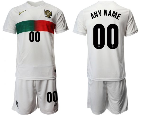 Portugal Custom White Away Soccer Jersey Suit 001