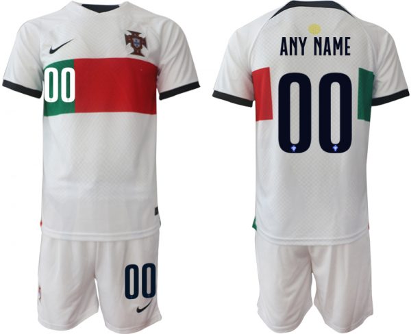Portugal Custom White Away Soccer Jersey Suit