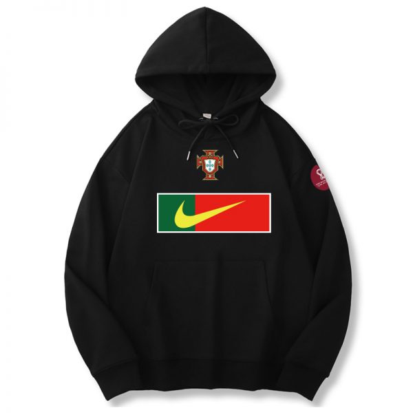 Men Portugal World Cup Soccer Hoodie Black 001
