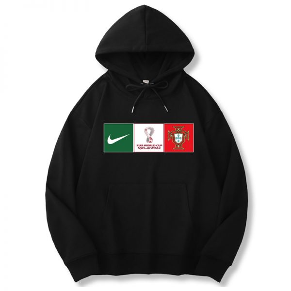 Men Portugal World Cup Soccer Hoodie Black